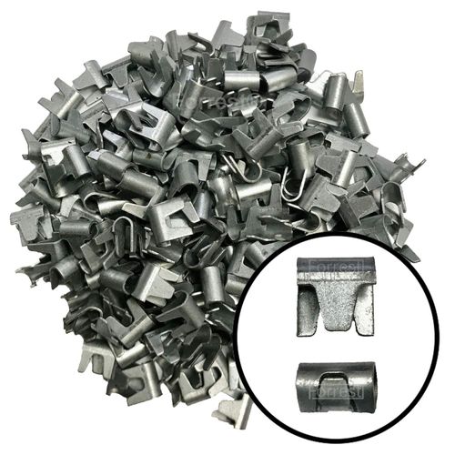 Forrest® Small galvanised wire mesh clips UK Made CT10 Ideal for aviaries light wire mesh fencing barbed wire, Clip tools also available (250 CT10 Clips)