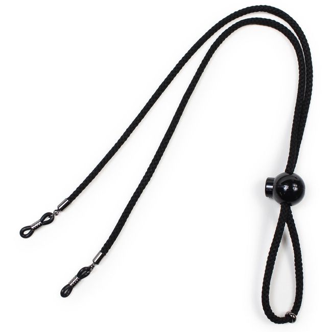 Pearl Glass Cord with Stopper, 27.2 inches (69 cm), Black