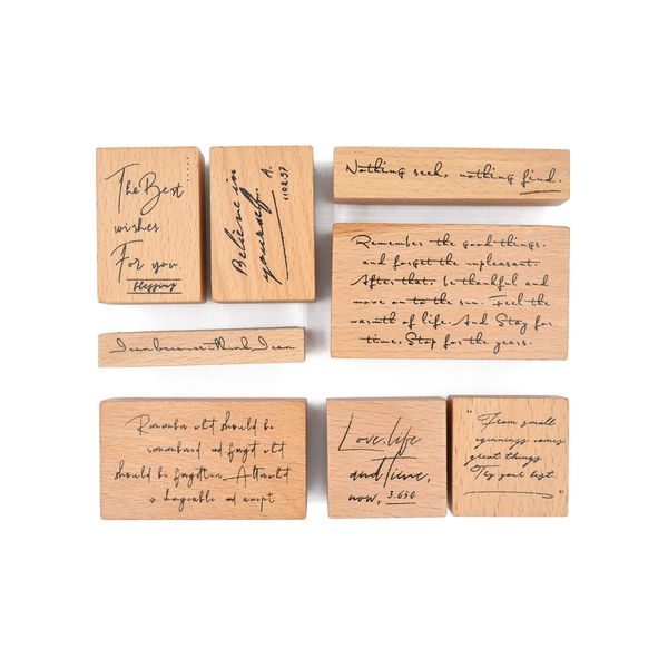 MissOrange Wooden Rubber Stamp Set English Creative Stamp Set for Craft Card Scrapbooking Notebook, Set of 8 M-12