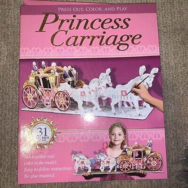 Press Out Color Play Princess Carriage 31" Model Book Foam Board Stickers NEW