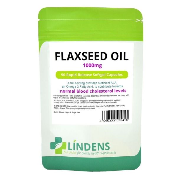 Lindens Flaxseed Oil 1000mg 90 Capsules Omega 3 6 9 Flax Linseed Oil Quality