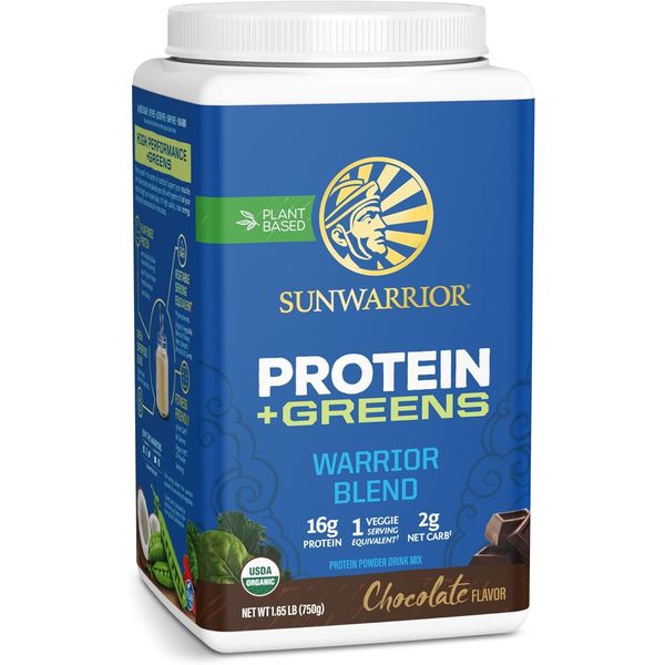 Sunwarrior Warrior Blend Protein Greens Powder  Chocolate Flavored 30 Servings
