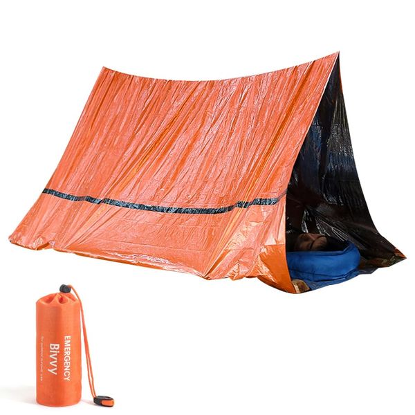 ALKAID First Aid Tent Drawstring Bag Hiking Survival Camping Canopy Pouch Outdoor Survival Emergency Tool Camping Emergency Tent Wind and Cold Resistant Lightweight