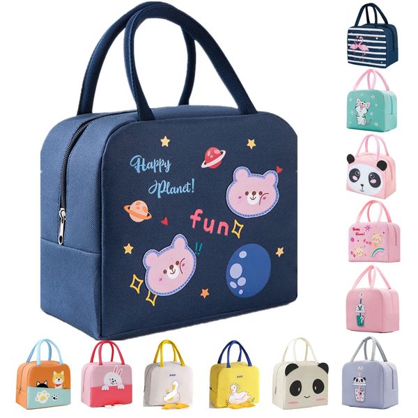 WUWYOUWL Lunch Bag,Cute Carton Insulated Lunch Box,Reusable Lunch Cooler Bags,Waterproof Lunchbag, Foldable Lunch Bag for Women, Men, Kids and Students Travel Picnic School (beer blue)