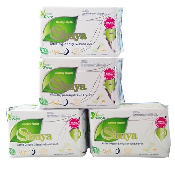 SHUYA Natural Cotton Panty Liners for Women Without Wings, Negative ion Pads, Chlorine Free, Herbal Scented, Length 155mm-120Count(Pack of 4)