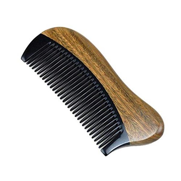 Exquisite Natural Ox Horn Pocket Hair Comb - Natural Green Sandalwood Buffalo Horn Comb 100% Handmade Premium Quality Anti-Static Comb Without Handle (Palm Siz)