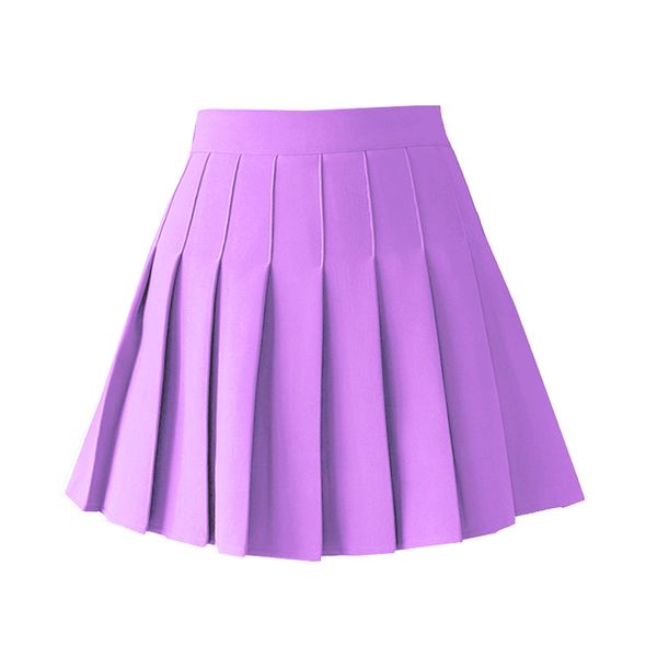 TONCHENGSD Women's High Waist Pleated Mini Skirt Skater Tennis Skirt (Purple, S)