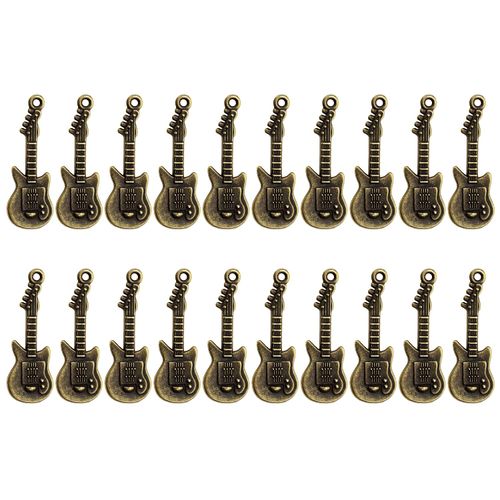 PPhtony Vintage Guitar Charms Music Theme Instrument Pendant for Bracelet Earring Necklace Keychain Jewelry Making Cards Scrapbook Gift Christmas Ornaments DIY Craft, 20PCS (Bronze)