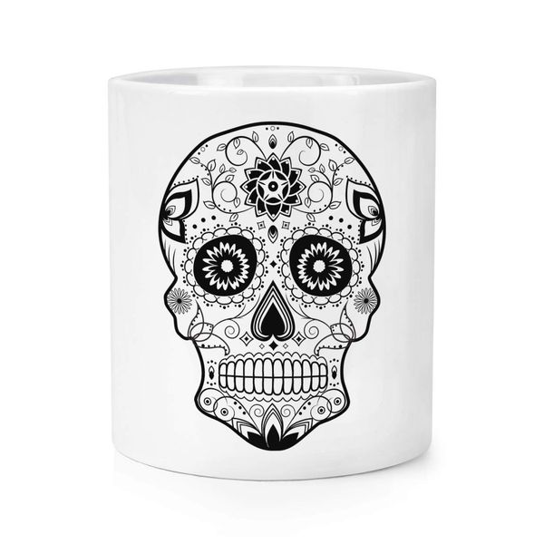 Black Sugar Candy Skull Makeup Brush Pencil Pot
