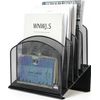 Inclined Desk File Organizer, 5-Section Vertical File Folder Holder Stand Met...