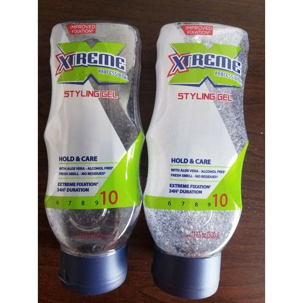 2 XTREME PROFESSIONAL STYLING GEL 17.63 OZ EA IMPROVED FIXATION ALCOHOL FREE WIT