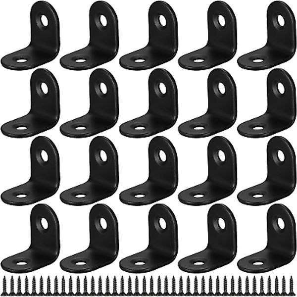 L Brackets, 20 Pcs Corner Braces, 90 Degree Right Angle Brackets, Black Small St