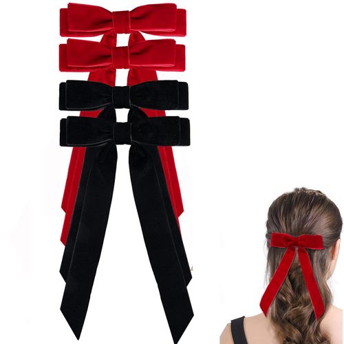 Large Black Velvet Hair Bows For Girls,2 PCS 5 Inch Bows Hair Alligator Clips Accessories for Women Girls Toddlers Kids