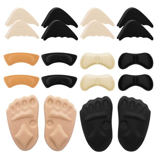 Sibba 10 Pairs High Heel Cushion Pads, Shoe Filler Includes Adjustable Toe Filler Inserts Front Insoles Heel Grips Liner Insert, Preventing Too Big Shoe from Heel Slipping Blisters Relieve Pain