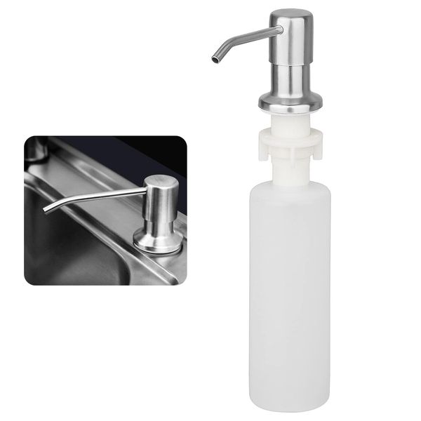 Kitchen Soap Dispenser Made of Stainless Steel, Linkstyle Built in 300ml Liquid Soap Detergent Dispenser Bottle, 360° Rotation Nozzle Dispenser Pump for Bathroom and Dish Lotion Sink Dispenser