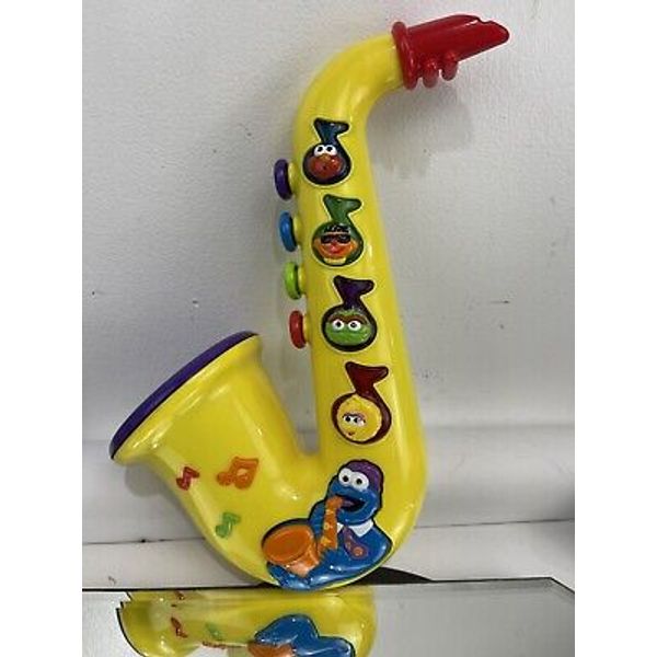 Mattel 90's Sesame Street Cookie Monster 1999 Yellow Saxophone Musical Toy