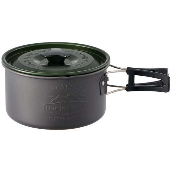 Skater X Kanochikara AN17-A Aluminum Pot, 6.3 inches (16 cm), With Lid, Outdoor, Green