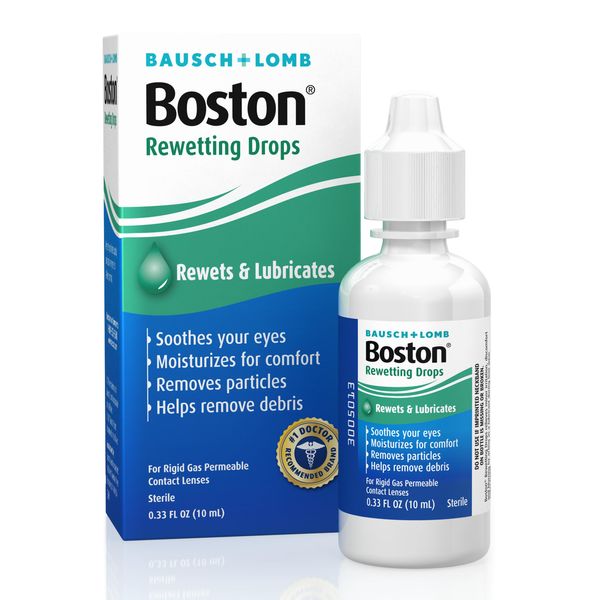 Boston Contact Lens Solution, Rewetting Solution for Gas Permeable Contact Lenses, 0.33 Fl Oz