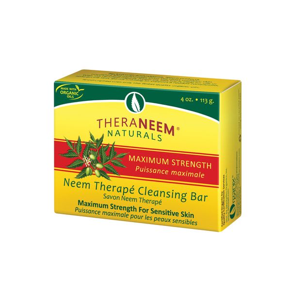 TheraNeem Neem Therape Cleansing Bar, Maximum Strength | Sensitive Skin | 4oz