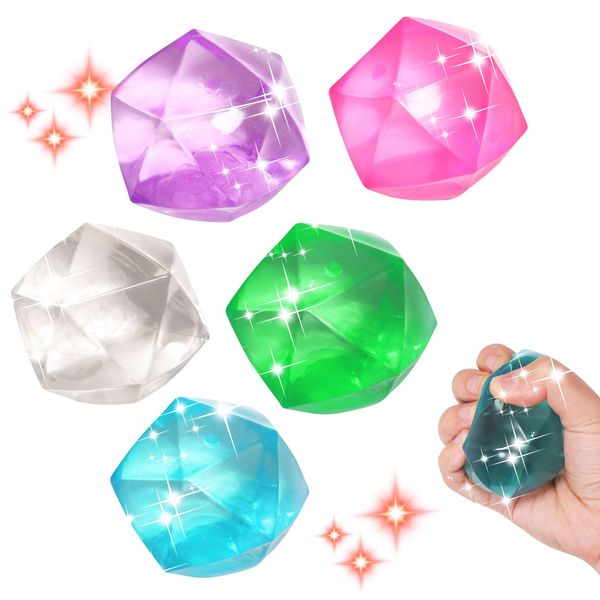 5pcs Masonry Ice Squishy Stress Balls-Stress Cube -Diamond Sugar Balls Slow Rise- Fidget Toy for Your Best Mellow and Chill - Hand Exercise Balls Relief- All Age
