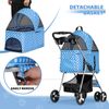 4 Wheels Foldable Pet Stroller Dog Stroller w/Rem