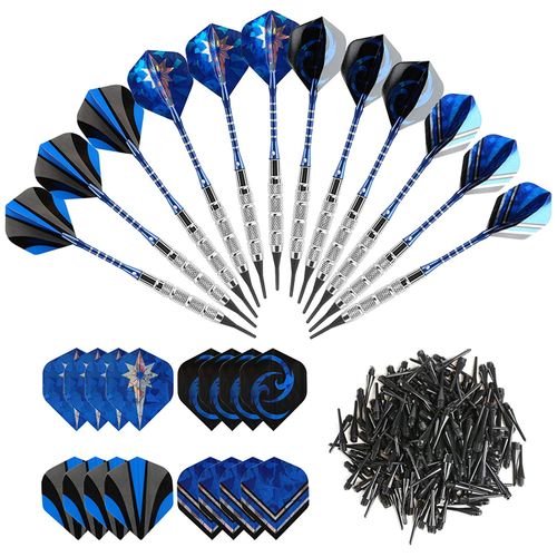 GWHOLE Darts, Arrows, 0.6 oz (18 g), Soft Darts, 16 Pieces for Flights, 200 Plastic Tips, 2BA, Practice, Automatic Scoring Dart Board, Dart Journey, Board Game, Beginners, Year-end Parties, Events