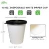 10oz White Coffee Cups and Black Flat Lids Hot Cold Drinks Disposable 50pcs
