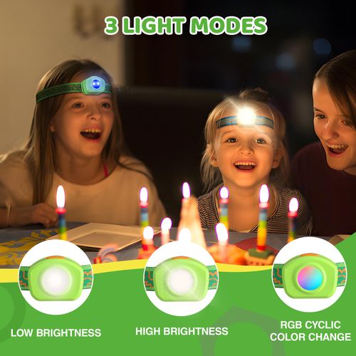 EverBrite LED Headlamp Rechargeable Kids Headlamp with RGB Mode and Adjustable Headband, 3 Modes Multicolor Headlamps for Kids, Bright Kids Head Lamp for Camping, Reading, Exploring, Parties