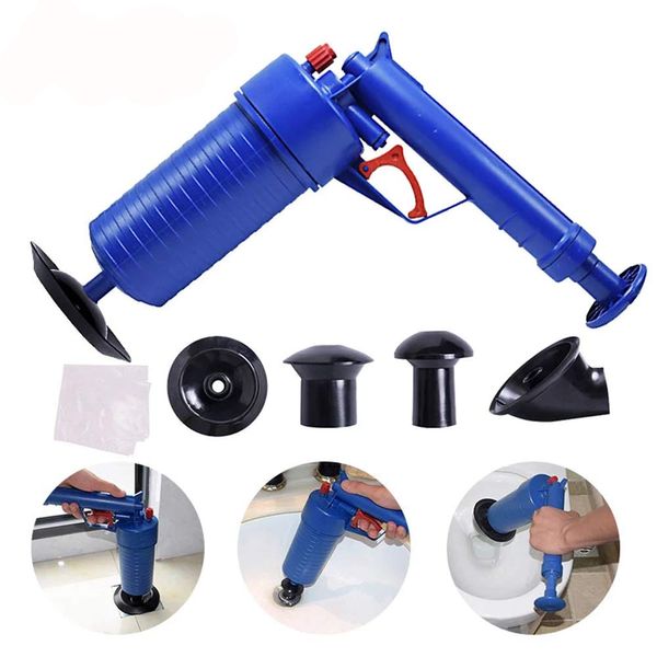 Toilet Plunger Kitchen Sink Sewer Dredge Tool, High Pressure Air Drain Pump Pipe Dredge Tools Drain Cleaning Tool with 4 Suckers for Kitchen Bathtub Shower Sink Plunger