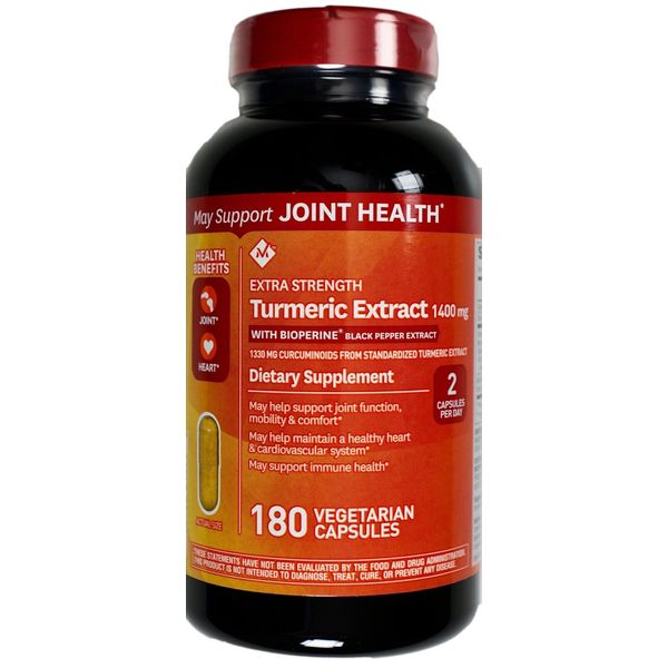 Member's Mark Extra Strength Turmeric Extract 1400mg, 180 Vegetarian Capsules