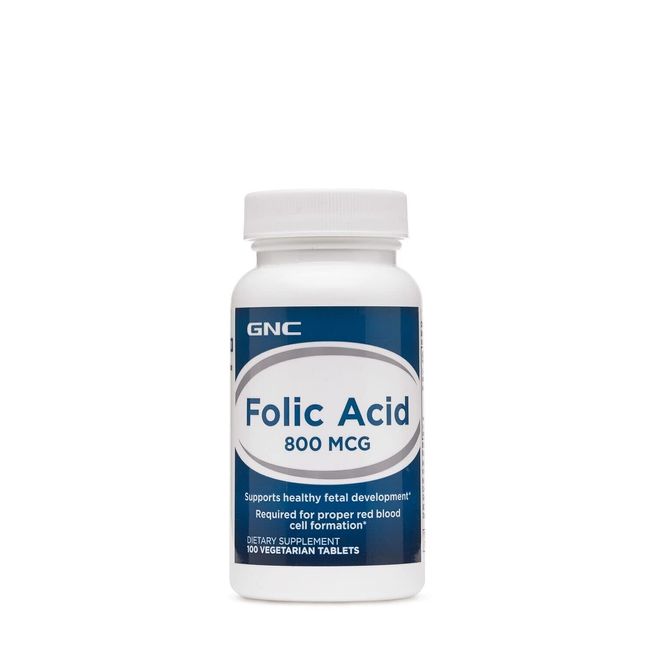 GNC Folic Acid 800 MCG Support Healthy Fetal Development 100 Tablets