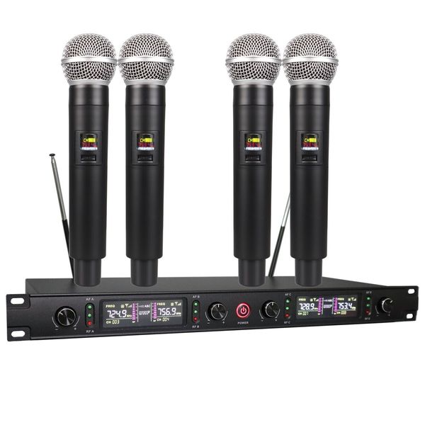 Pro UHF Audio Wireless Microphone System 4 Cordless Handheld Metal Dynamic Mic