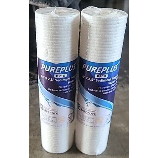 2X PUREPLUS 5 Micron 10" x 2.5" Whole House Sediment Home Water Filter Cartridge