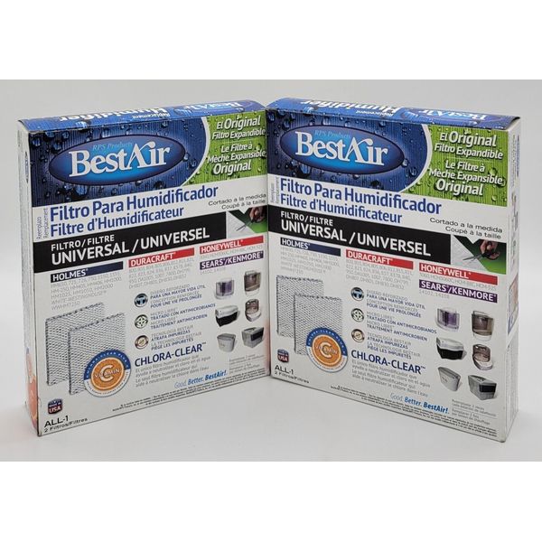 Best Air ALL-1 Universal Replacement Humidifier Filters Brand New! Lot Of 2