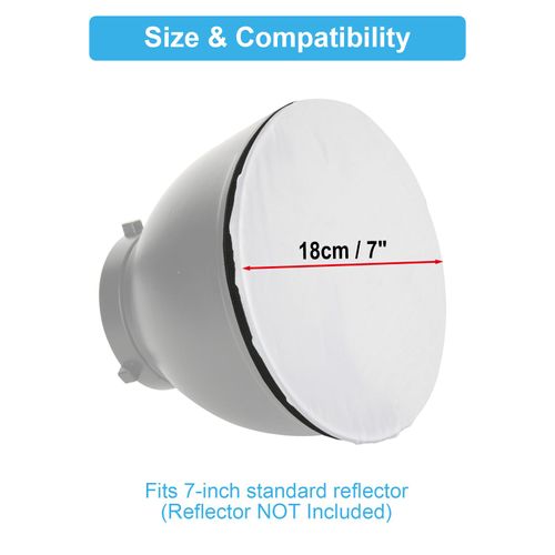 Cosmos 6 Pcs Standard Reflector Diffuser Cover 7" / 18cm Soft Cloth Diffuser Light Cover Reflector Cover for Photography Video Studio Standard Strobe Reflector Flash Light (White)