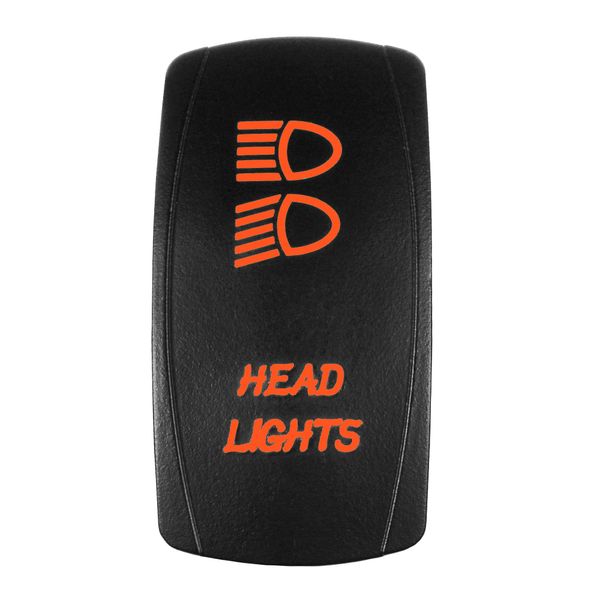 Bright Light Powersports - Laser Rocker Switch - HEADLIGHTS - Universal Off/On/On - 3 Position -12 Volt (orange)