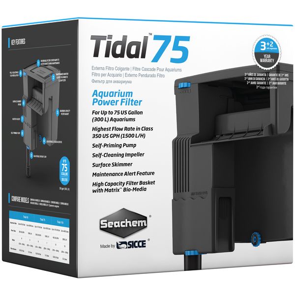 Seachem Tidal 75 Aquarium Power Filter High Quality Comprehensive Filtration