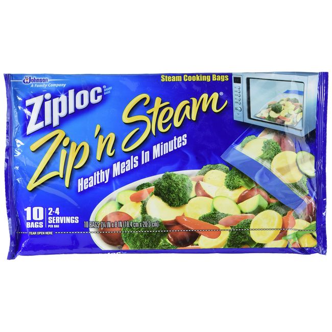 Ziploc Zip'n Steam Cooking Bags, Medium-10 Ct