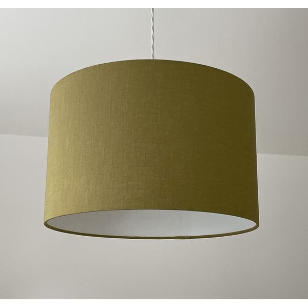 Olive Green Textured 100% Linen Drum Lampshade