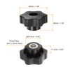 sourcing map 4pcs Star Knobs M10 Female Thread 48mm Head Plastic Through Hole Brass Screw-in Clamping Handles Threaded Hand Knobs, Black