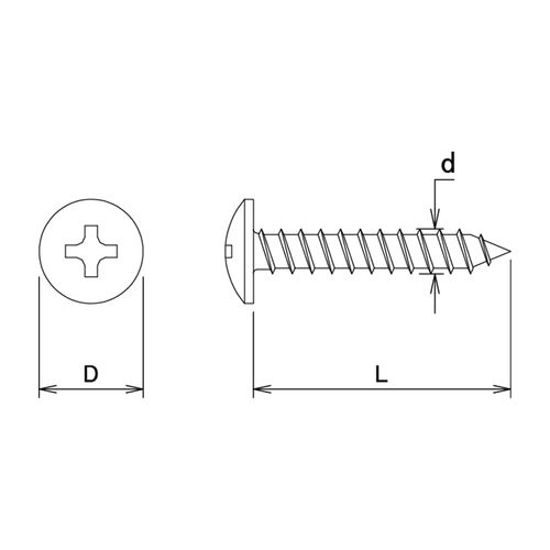 DAIDOHANT 10183878 Black Self Tapping Screw [Truss Head] (Nominal Diameter d) 4 x (L) 20 x (Head Diameter D) 0.4 inches (9.4 mm) [Iron] Approx. 6 Pcs