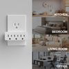 3 Outlet Adapter Extender, 3 Way Grounded Plug Splitter, 1 to 3 Plug outlet splitter, White, 4PACK
