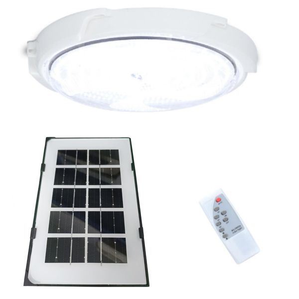 Solar Powered Ceiling Light 100W Indoor Light with Remote and Timer for Barn Shed Garage
