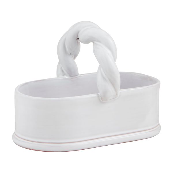 Mud Pie 4" x 7 1/2" Twisted Handle Tidbit Server, White