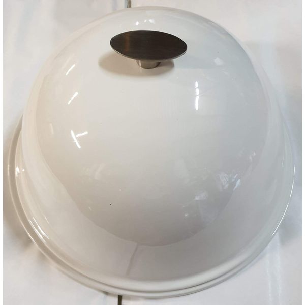 Large White Ceramic Plate with Dome Cover