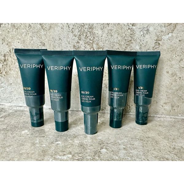 5x Veriphy 20/20 Eye Cream Phytoglycogen + Peptides, .17oz/5ml Travel Size (NEW)