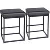 Black 24" Bar Stools 2pcs for Kitchen Counter Backless Modern Square Barstool