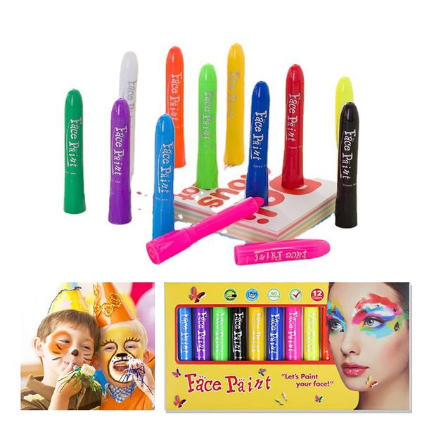 YFFSFDC Face Paints, Set of 12 Colors, Christmas, Halloween, Cosplay Props, Safe, Non-Toxic, Crayons, Face Pens, Body Painting, Easy Washing, Perfect for Festivals, Sports Cheering