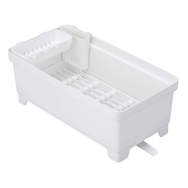 Inomata 0048 Plastic Dish Drying Rack, White, Approx. 8.7 x 16.5 x 6.3 inches (22 x 42 x 16 cm), Separate, Dish Drainer, Made in Japan