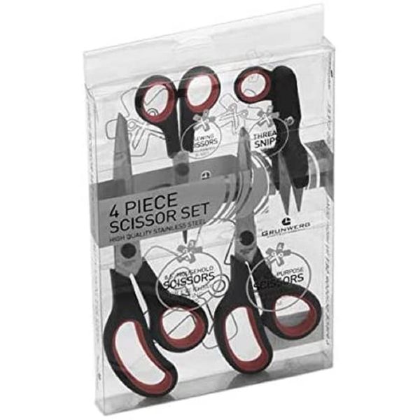Grunwerg Kitchen Scissors, Stainless Steel, Black/Red
